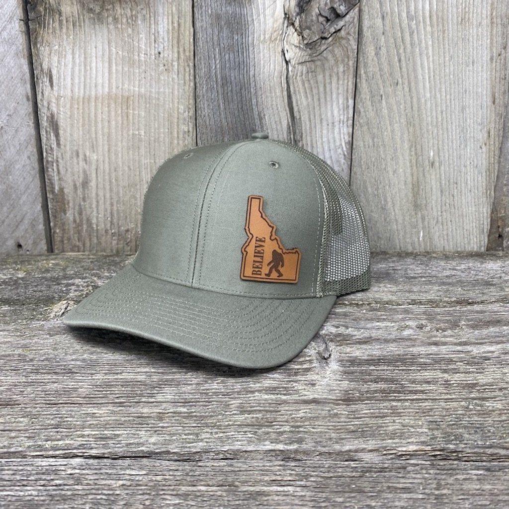 BIGFOOT IDAHO LEATHER PATCH HAT RICHARDSON 112 Leather Patch Hats Hells Canyon Designs # Loden