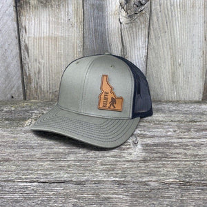 BIGFOOT IDAHO LEATHER PATCH HAT RICHARDSON 112 Leather Patch Hats Hells Canyon Designs # Loden/Black