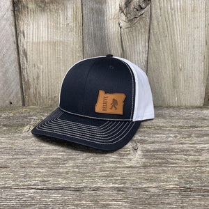 BIGFOOT OREGON LEATHER PATCH HAT RICHARDSON 112 Leather Patch Hats Hells Canyon Designs Black/White