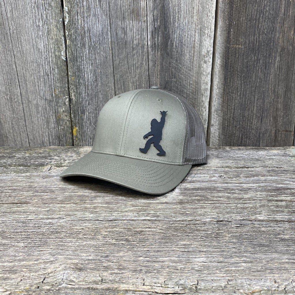 BIGFOOT SHAKA BLACK LEATHER PATCH HAT - RICHARDSON 112 Leather Patch Hats Hells Canyon Designs # Loden