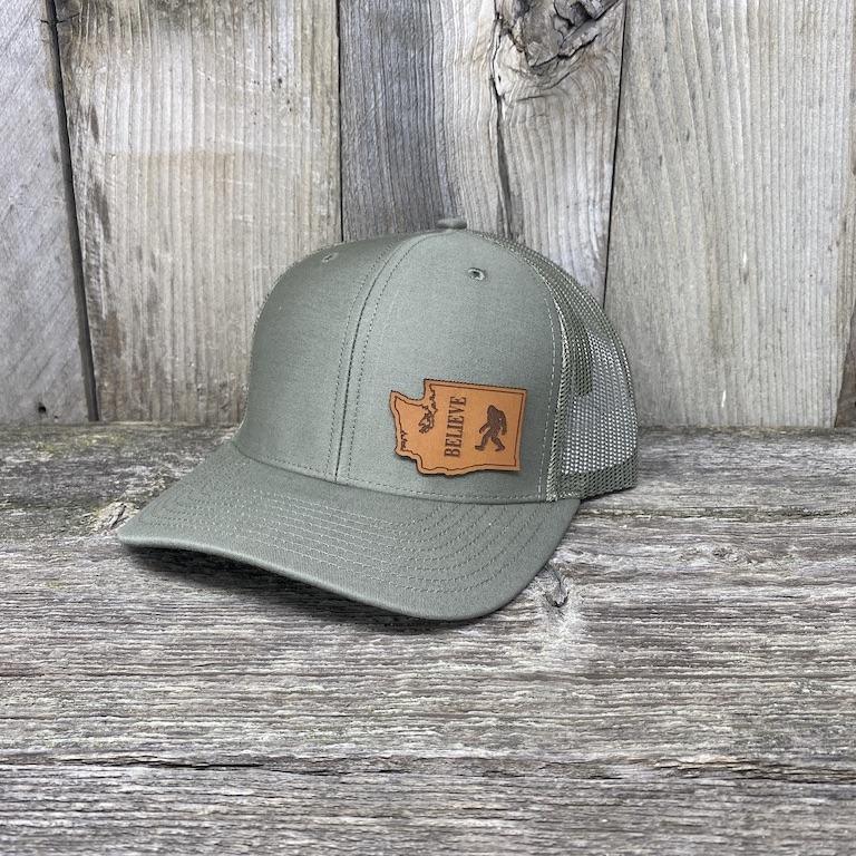 BIGFOOT WASHINGTON LEATHER PATCH HAT RICHARDSON 112 Leather Patch Hats Hells Canyon Designs Loden