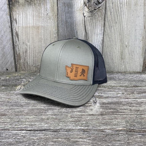 BIGFOOT WASHINGTON LEATHER PATCH HAT RICHARDSON 112 Leather Patch Hats Hells Canyon Designs Loden/Black