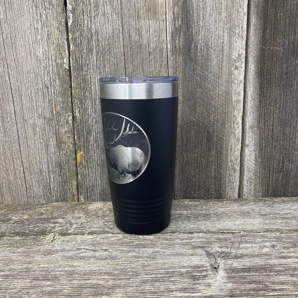BUGLING ELK BLACK 20 OZ ENGRAVED TUMBLER Tumbler Hells Canyon Designs