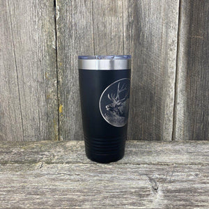BUGLING ELK BLACK 20 OZ ENGRAVED TUMBLER Tumbler Hells Canyon Designs