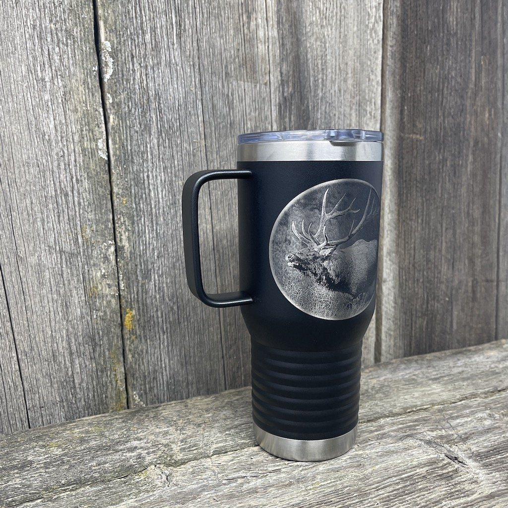 BUGLING ELK BLACK 20oz COFFEE MUG Tumbler Hells Canyon Designs