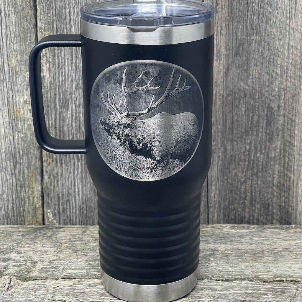 BUGLING ELK BLACK 20oz COFFEE MUG Tumbler Hells Canyon Designs