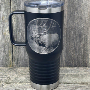 BUGLING ELK BLACK 20oz COFFEE MUG Tumbler Hells Canyon Designs