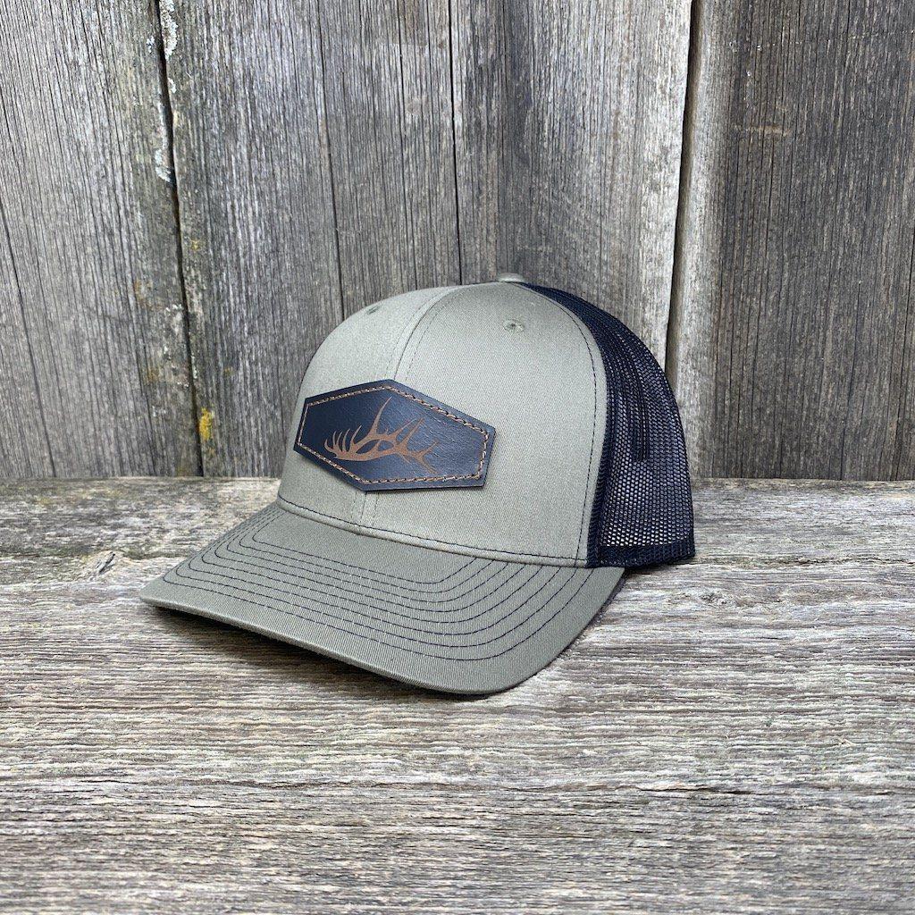 ELK SHED LEATHER PATCH HAT - RICHARDSON 112 Leather Patch Hats Hells Canyon Designs # Loden/Black