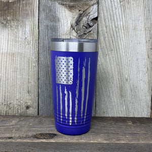 Distressed 20oz Flag Tumblers Tumbler Hells Canyon Art Glass and Laser Purple