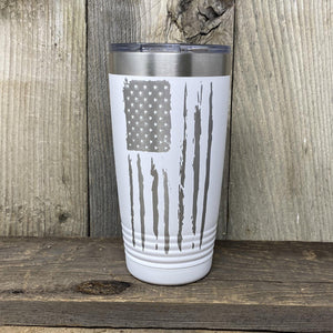 Distressed 20oz Flag Tumblers Tumbler Hells Canyon Art Glass and Laser White