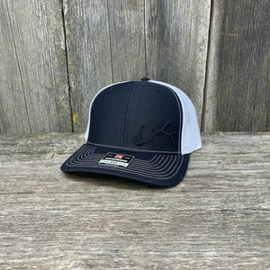 ELK HORN RICHARDSON BLACK LEATHER PATCH HAT Leather Patch Hats Hells Canyon Designs # Black/White