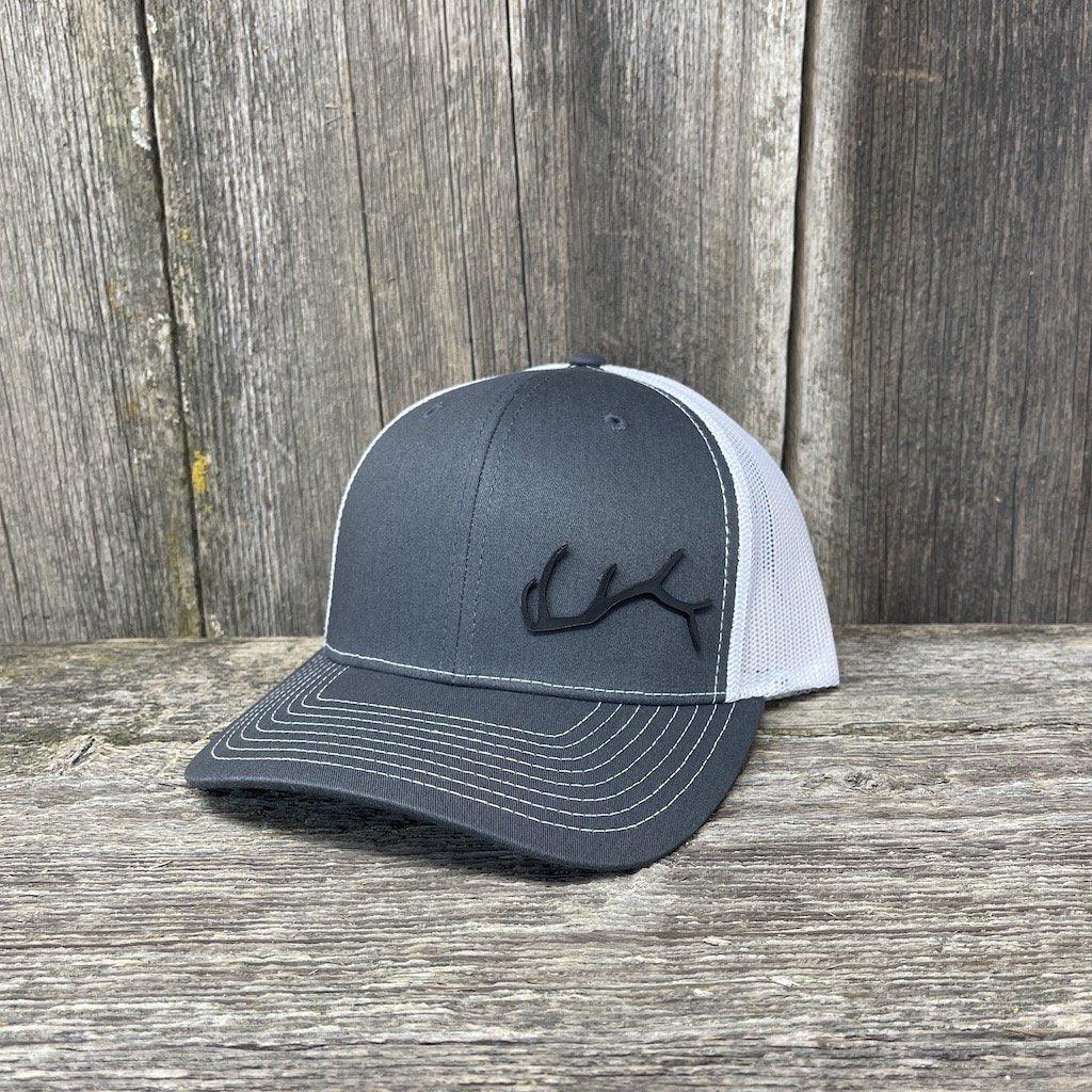 ELK HORN RICHARDSON BLACK LEATHER PATCH HAT Leather Patch Hats Hells Canyon Designs # Charcoal/White