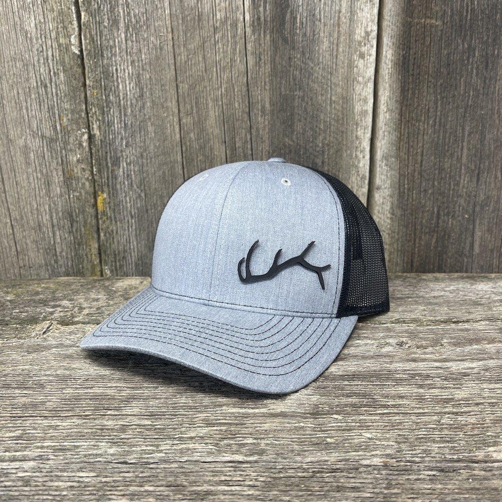 ELK HORN RICHARDSON BLACK LEATHER PATCH HAT Leather Patch Hats Hells Canyon Designs # Heather Grey/Black