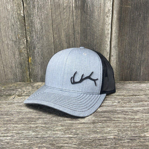 ELK HORN RICHARDSON BLACK LEATHER PATCH HAT Leather Patch Hats Hells Canyon Designs # Heather Grey/Black