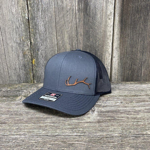 ELK HORN RICHARDSON LEATHER PATCH HAT Leather Patch Hats Hells Canyon Designs # Charcoal/Black