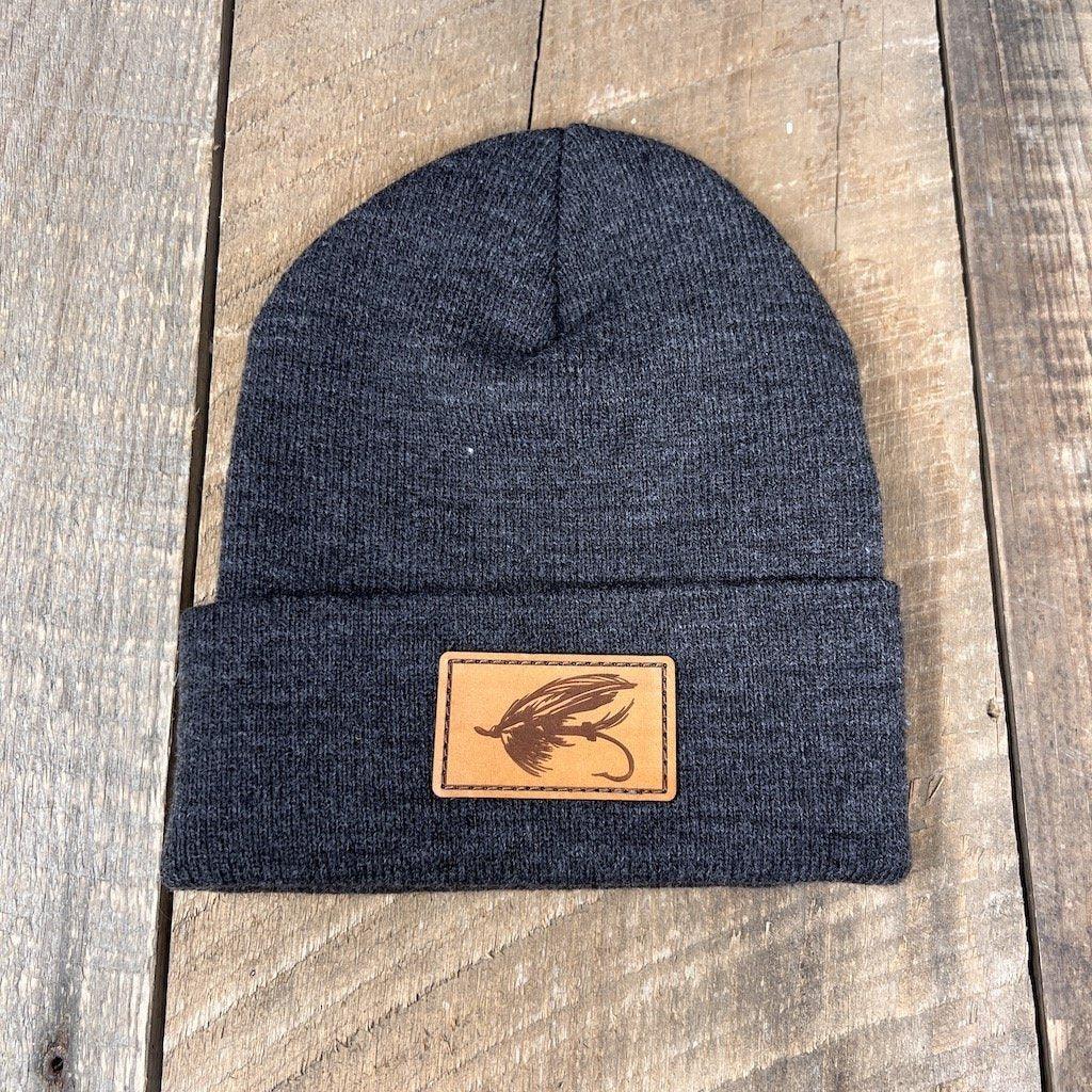 HAND SEWN STEELHEAD FLY CUFFED BEANIE | YUPOONG 1501KC Hells Canyon Designs Charcoal