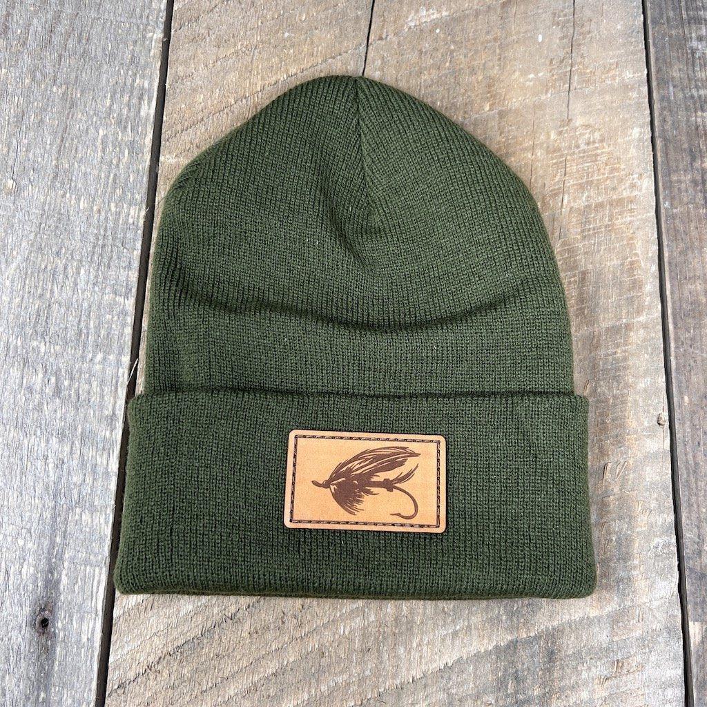 HAND SEWN STEELHEAD FLY CUFFED BEANIE | YUPOONG 1501KC Hells Canyon Designs Moss