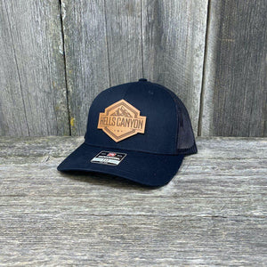 HELLS CANYON LEATHER PATCH HAT - RICHARDSON 112 Leather Patch Hats Hells Canyon Designs # Solid Black