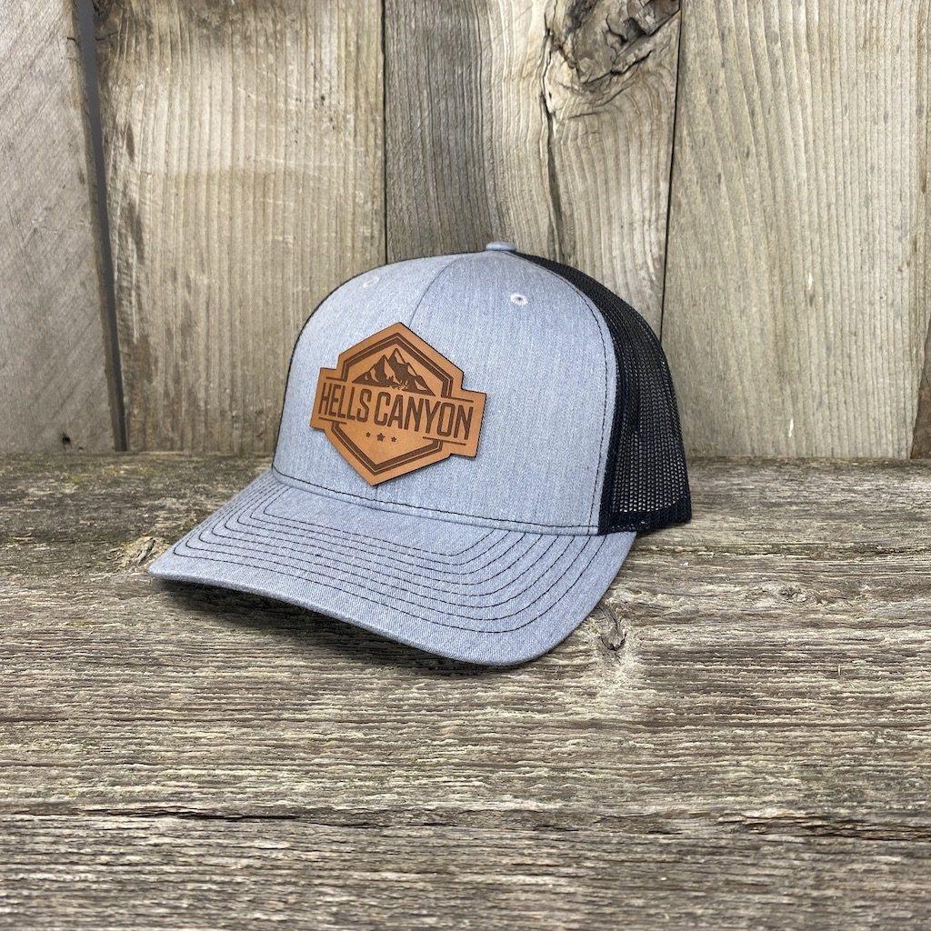HELLS CANYON LEATHER PATCH HAT - RICHARDSON 112 Leather Patch Hats Hells Canyon Designs  # Loden/Black