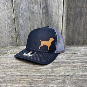HUNTING DOG CHESTNUT LEATHER PATCH HAT - RICHARDSON 112 Leather Patch Hats Hells Canyon Designs # Black/Charcoal