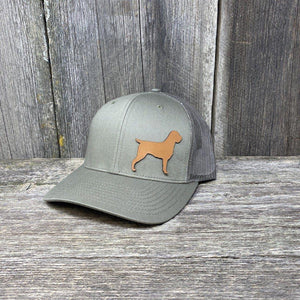 HUNTING DOG CHESTNUT LEATHER PATCH HAT - RICHARDSON 112 Leather Patch Hats Hells Canyon Designs # Loden