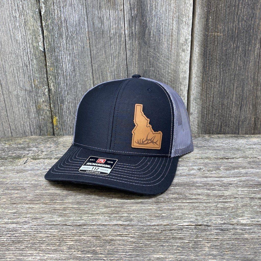 IDAHO HAT ANTLER SPECIAL EDITION RICHARDSON 112 Leather Patch Hats Hells Canyon Designs # Black/Charcoal