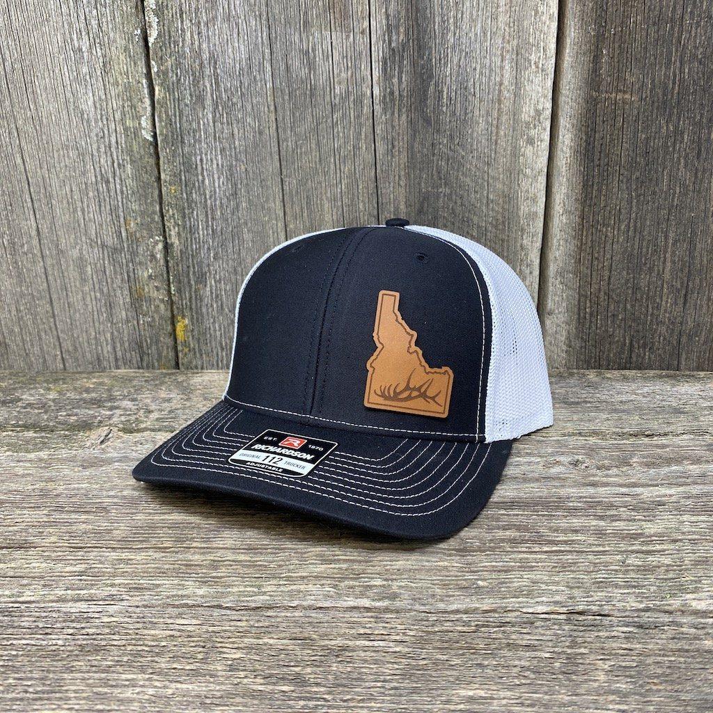IDAHO HAT ANTLER SPECIAL EDITION RICHARDSON 112 Leather Patch Hats Hells Canyon Designs # Black/White