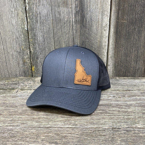IDAHO HAT ANTLER SPECIAL EDITION RICHARDSON 112 Leather Patch Hats Hells Canyon Designs # Charcoal/Black