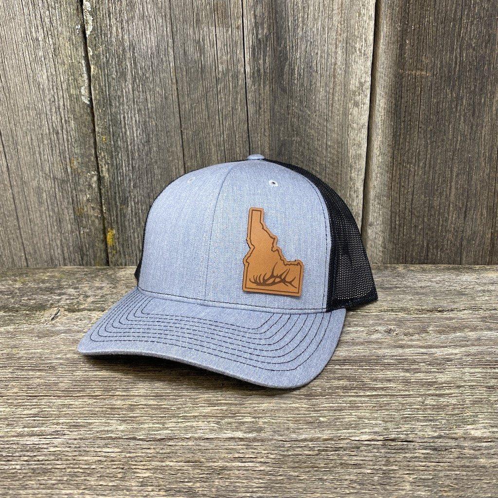 IDAHO HAT ANTLER SPECIAL EDITION RICHARDSON 112 Leather Patch Hats Hells Canyon Designs # Heather Grey/Black
