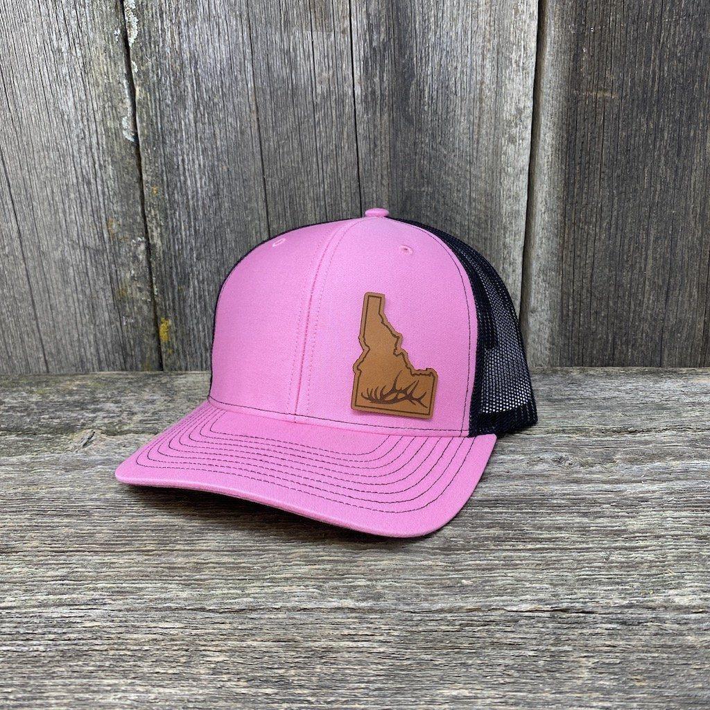IDAHO HAT ANTLER SPECIAL EDITION RICHARDSON 112 Leather Patch Hats Hells Canyon Designs # Pink/Black