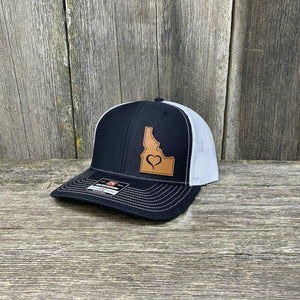 IDAHO HEART HAT - SHOW THE LOVE Leather Patch Hats Hells Canyon Designs # Black/White