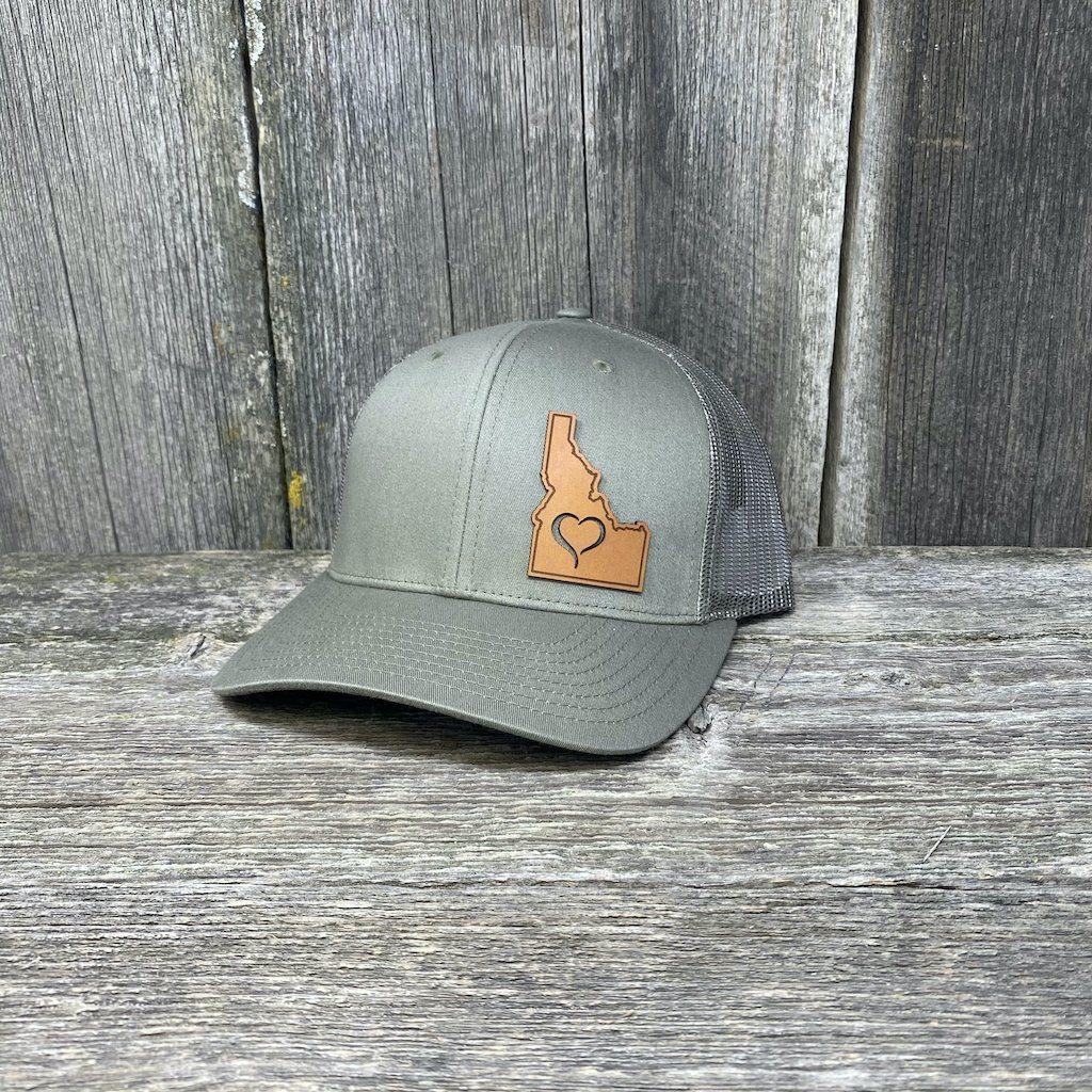 IDAHO HEART HAT - SHOW THE LOVE Leather Patch Hats Hells Canyon Designs # Loden