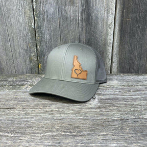 IDAHO HEART HAT - SHOW THE LOVE Leather Patch Hats Hells Canyon Designs # Loden