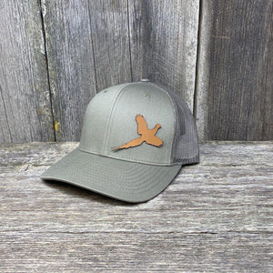 PHEASANT HUNTERS CHESTNUT LEATHER PATCH HAT - RICHARDSON 112 Leather Patch Hats Hells Canyon Designs # Loden