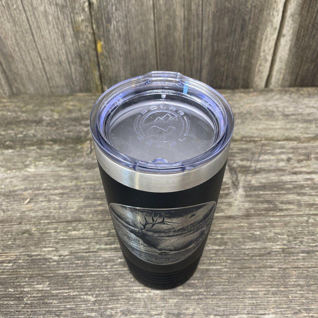 RIVER ELK BLACK 20 OZ ENGRAVED TUMBLER Tumbler Hells Canyon Designs