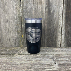 RIVER ELK BLACK 20 OZ ENGRAVED TUMBLER Tumbler Hells Canyon Designs