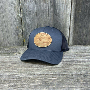 RIVER ELK LEATHER PATCH HAT - RICHARDSON 112 Leather Patch Hats Hells Canyon Designs 3 Charcoal/Black