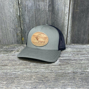 RIVER ELK LEATHER PATCH HAT - RICHARDSON 112 Leather Patch Hats Hells Canyon Designs # Loden/Black