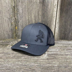 SASQUATCH BLACK LEATHER PATCH HAT RICHARDSON 112 Leather Patch Hats Hells Canyon Designs # Charcoal/Black