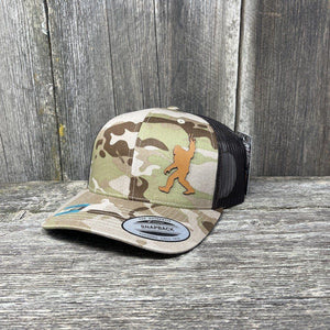 SASQUATCH CHESTNUT LEATHER PEACE PATCH - FLEXFIT-SNAPBACK Leather Patch Hats Hells Canyon Designs # Arid/Brown Multi-cam