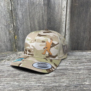 SASQUATCH CHESTNUT LEATHER PEACE PATCH - FLEXFIT-SNAPBACK Leather Patch Hats Hells Canyon Designs # Arid/Tan Multi-cam