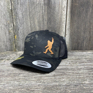 SASQUATCH CHESTNUT LEATHER PEACE PATCH - FLEXFIT-SNAPBACK Leather Patch Hats Hells Canyon Designs # Black Multi-cam