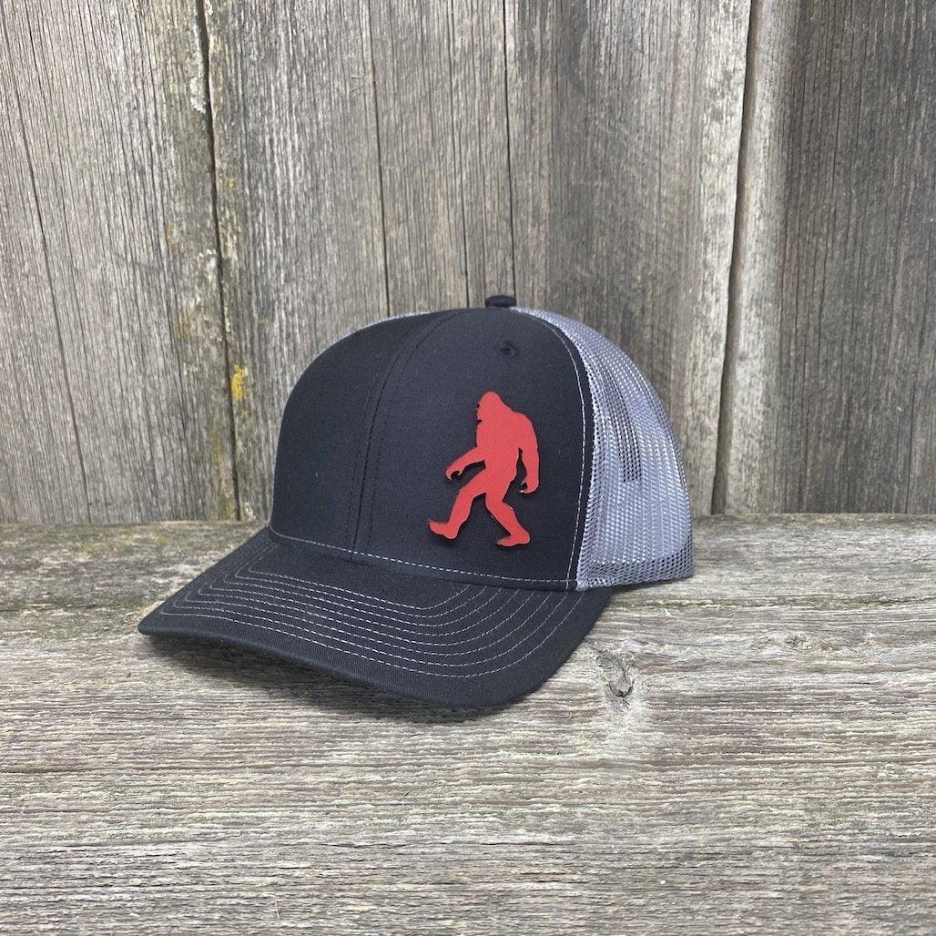 SASQUATCH RED LEATHER PATCH HAT RICHARDSON 112 Leather Patch Hats Hells Canyon Designs