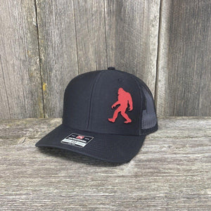 SASQUATCH RED LEATHER PATCH HAT RICHARDSON 112 Leather Patch Hats Hells Canyon Designs Black