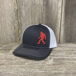 SASQUATCH RED LEATHER PATCH HAT RICHARDSON 112 Leather Patch Hats Hells Canyon Designs Black/White