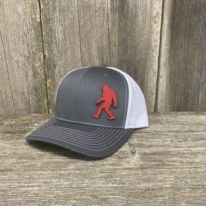 SASQUATCH RED LEATHER PATCH HAT RICHARDSON 112 Leather Patch Hats Hells Canyon Designs Grey/White 