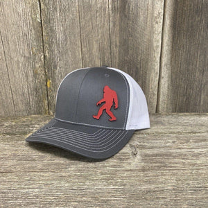 SASQUATCH RED LEATHER PATCH HAT RICHARDSON 112 Leather Patch Hats Hells Canyon Designs Grey/White