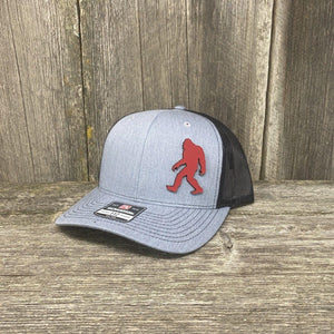 SASQUATCH RED LEATHER PATCH HAT RICHARDSON 112 Leather Patch Hats Hells Canyon Designs Heather/Black 