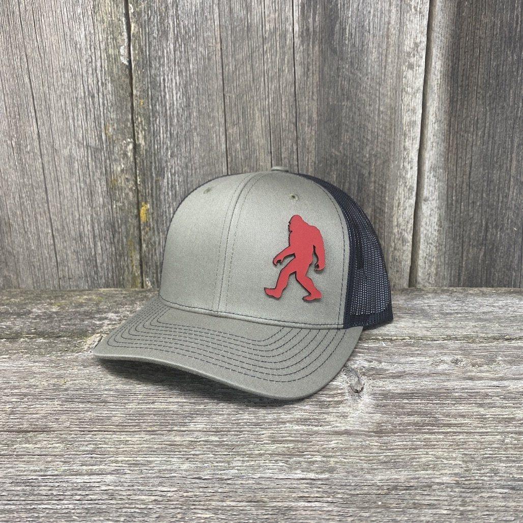 SASQUATCH RED LEATHER PATCH HAT RICHARDSON 112 Leather Patch Hats Hells Canyon Designs Loden/Black