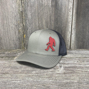 SASQUATCH RED LEATHER PATCH HAT RICHARDSON 112 Leather Patch Hats Hells Canyon Designs Loden/Black